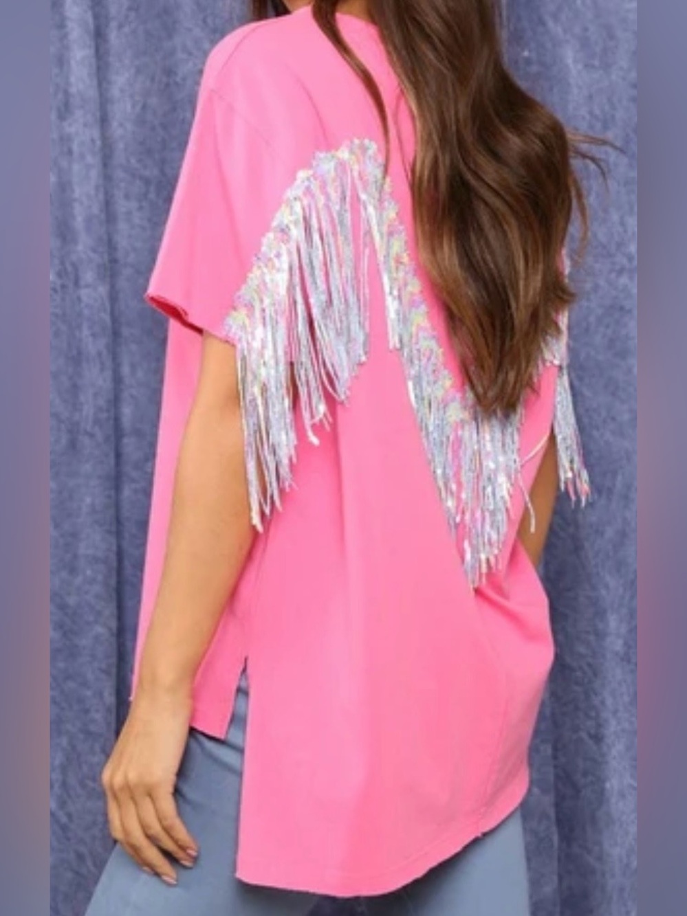 Fantastic Fawn Sequin Fringe top